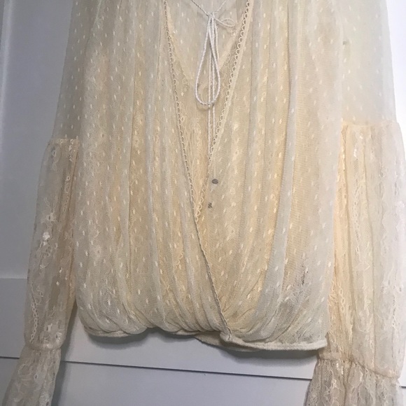 ✨LIKE NEW✨ Free People Sheer Lace Flowy Blouse - Picture 7 of 12